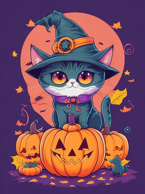 lindo gato con disfraz de Halloween