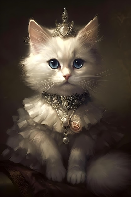 Un lindo gato esponjoso con una tiara