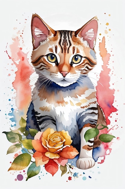 lindo gato con flor