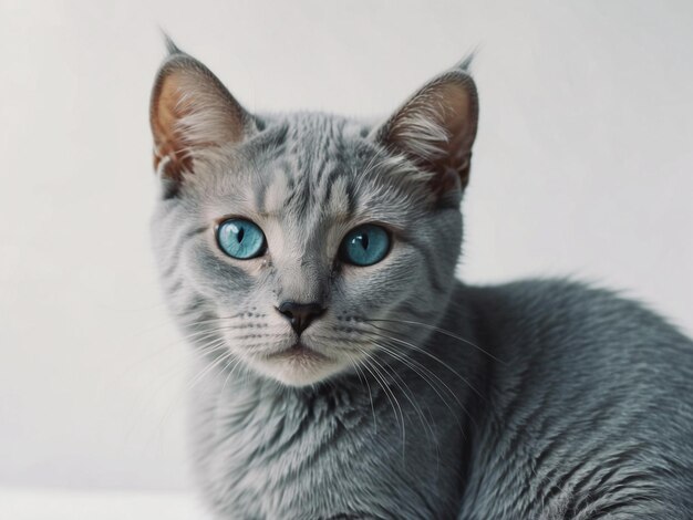 un lindo gato gris con hermosos ojos