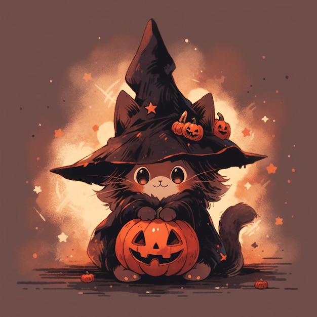 lindo gato con halloween