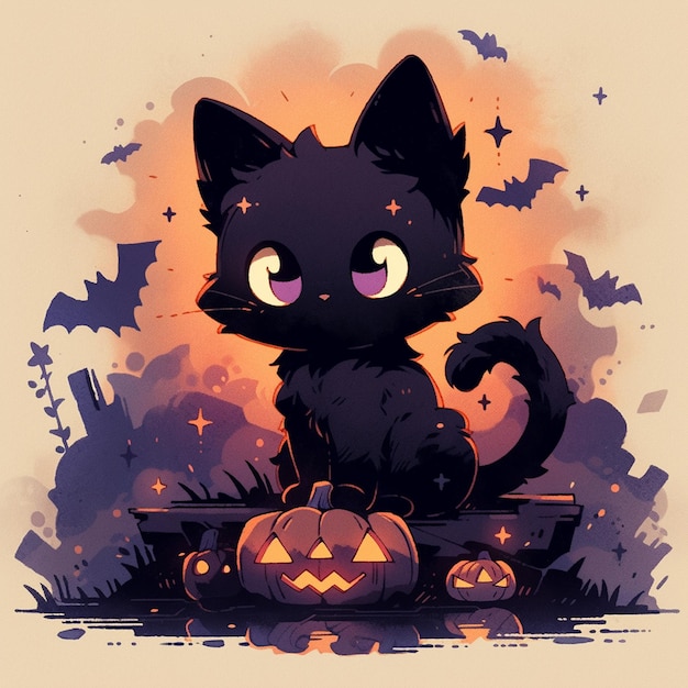 lindo gato con halloween