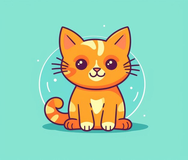 Lindo gato con una ilustración de arte de vector de fondo azul