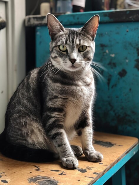 Un lindo gato maine coon gris está descansando ai generativo