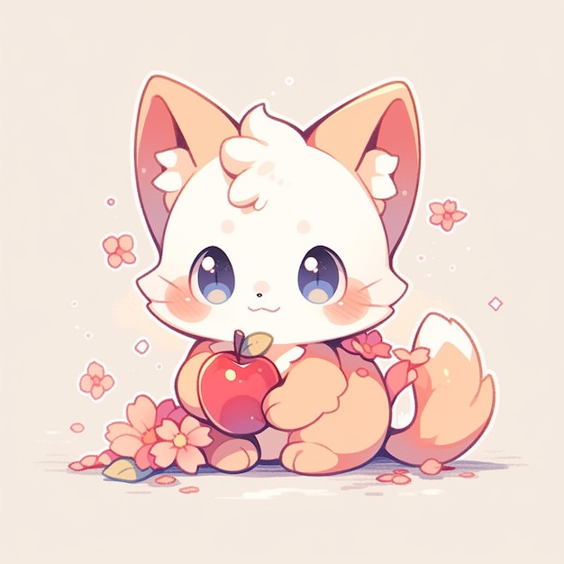 Foto lindo gato con manzana