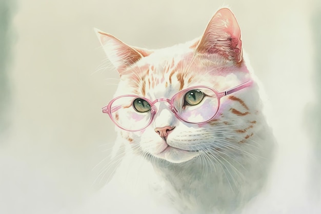 Lindo gato mascota con gafas