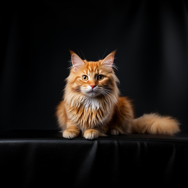 Lindo gato naranja sobre un fondo blanco