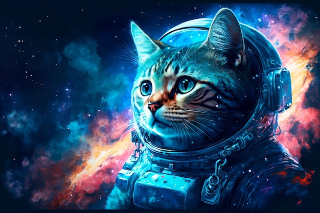 Lindo gato no espaço sideral Primeira viagem ao espaço