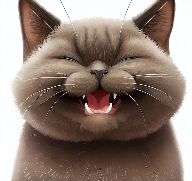 Lindo gato rindo ilustração ícone avatar emoji ai imagem ideia conceito papel de parede desenho gatinho