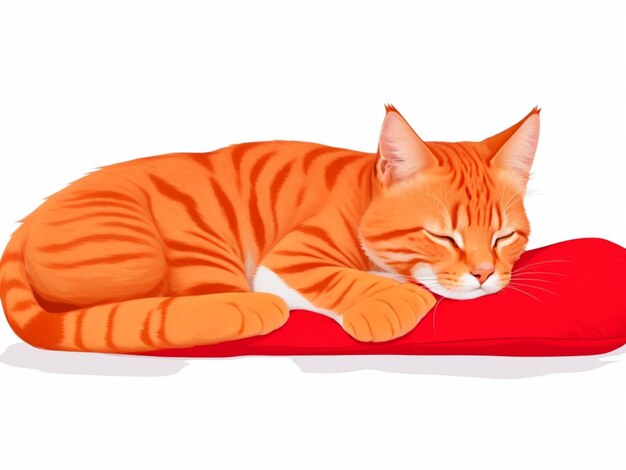 Foto el lindo gato rojo está durmiendo.