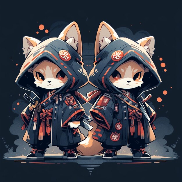 lindo gato samurai gemelo