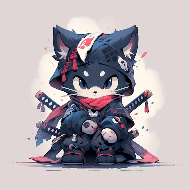 lindo gato samurai gemelo