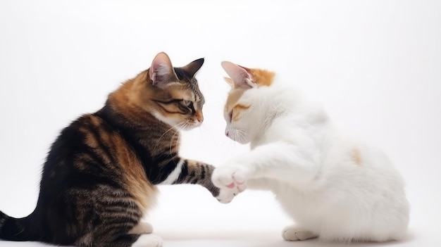 Lindo gato sobre fondo blanco cuerpo completo