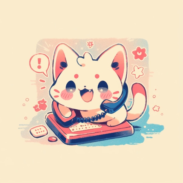 Foto lindo gato con teléfono