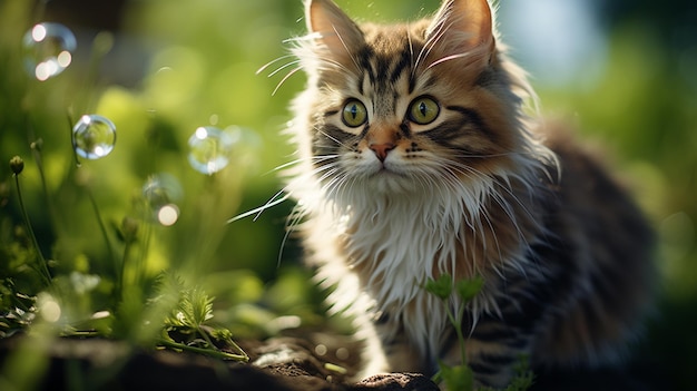 lindo gato tirado en el suelo