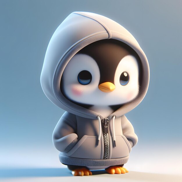 Foto el lindo y gordo bebé pingüino con suéter