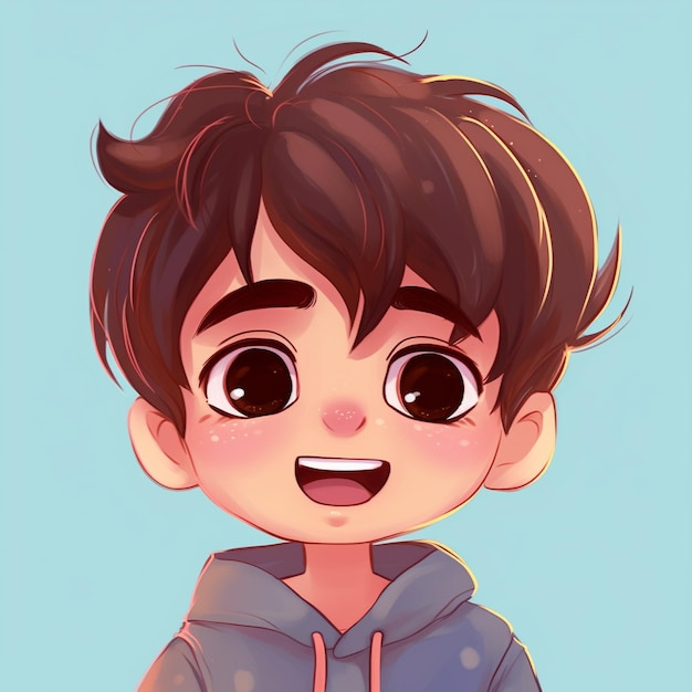 el lindo y guapo niño de anime ilustración