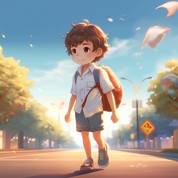 el lindo y guapo niño de anime ilustración