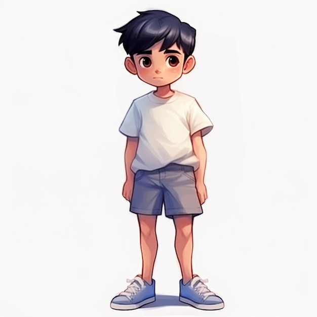 el lindo y guapo niño de anime ilustración