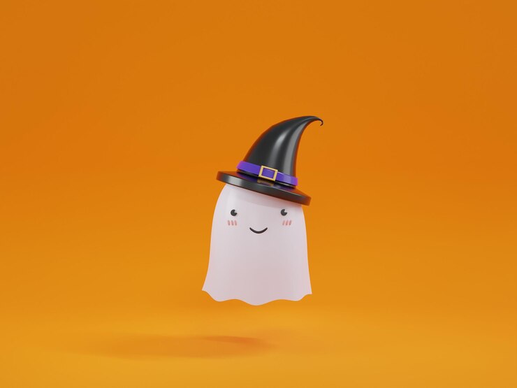 lindo, halloween, fantasma, monstruo, 3d, render