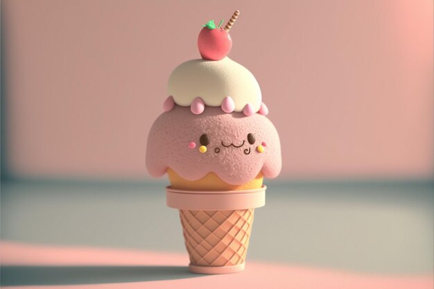 Lindo helado 3D Helado sabroso y dulce con colores modernos Ai generativo