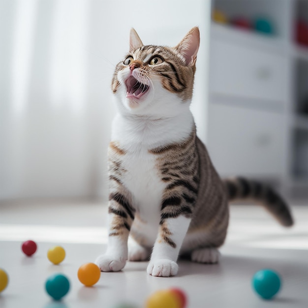 Un lindo y hermoso gatito gordo chino de pelo corto