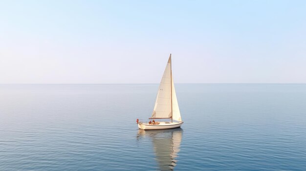 Lindo iate à vela no mar com céu azul