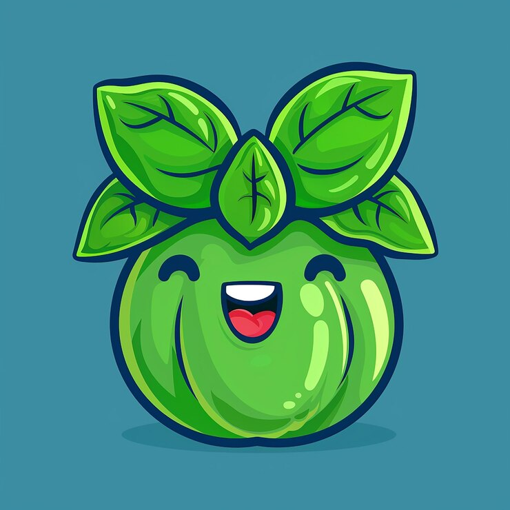 Foto lindo icono vectorial de dibujos animados de albahaca italiana para marcas de alimentos y bebidas