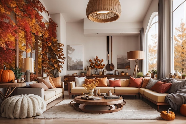 Foto lindo interior de casa inspirado no outono