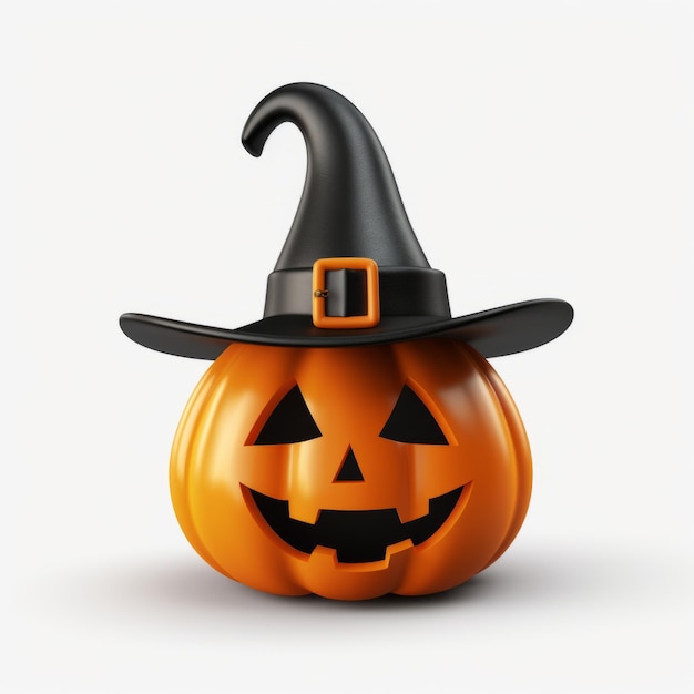 El lindo Jackolantern del Viernes Santo en el sombrero de bruja 3d Render