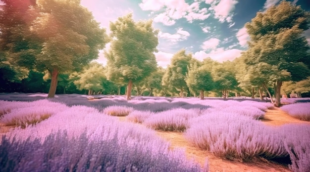 Lindo jardim de lavanda