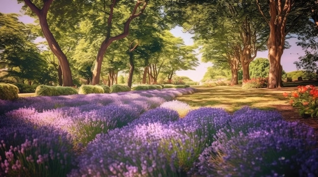 Lindo jardim de lavanda