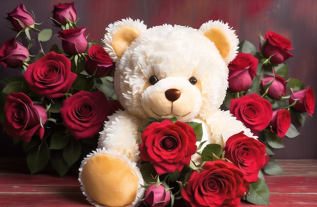 Foto lindo juguete de oso de peluche para niños niñas valetine day love gifts ilustración generativa ai