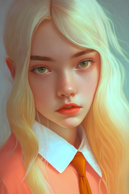 Lindo kawaii anime estilo joven retrato dibujado ilustración