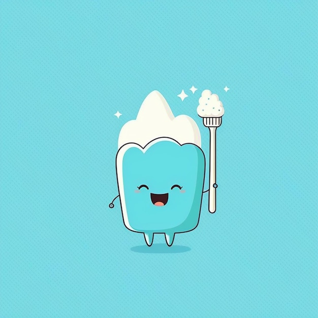 Foto lindo, kawaii, diente, vector, ilustración