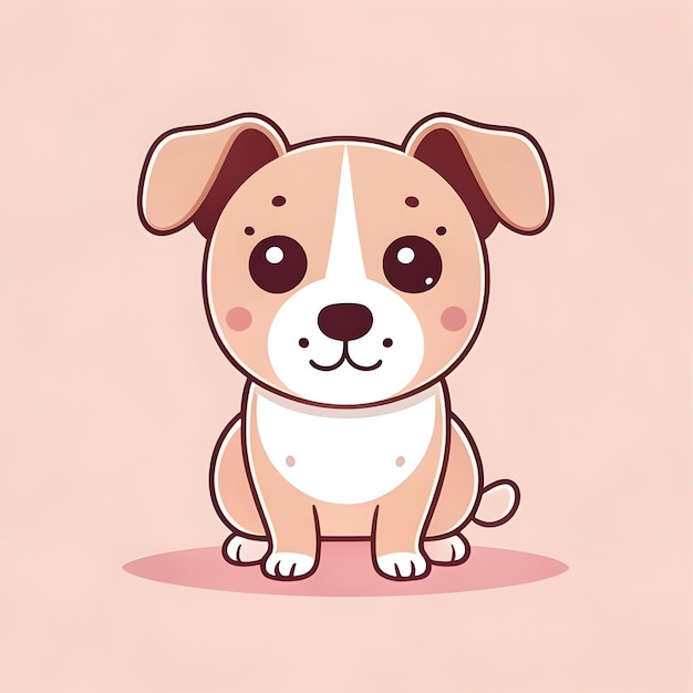 Foto el lindo kawaii dog vector clipart icon icon de personaje de dibujos animados en un fondo rosa pálido