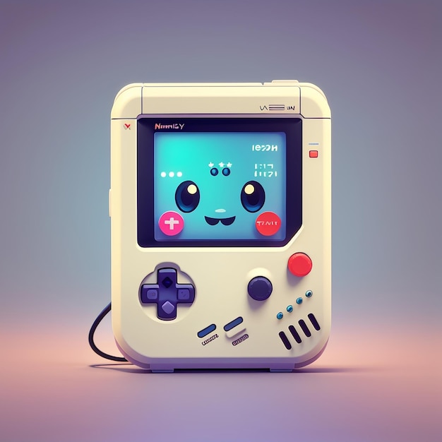 Foto lindo kawaii gameboy console con memoria ilustración vectorial logotipo de mascota de juego juego clásico estilo de dibujos animados de nintendo adecuado para páginas de aterrizaje web banner flyer sticker card fondo