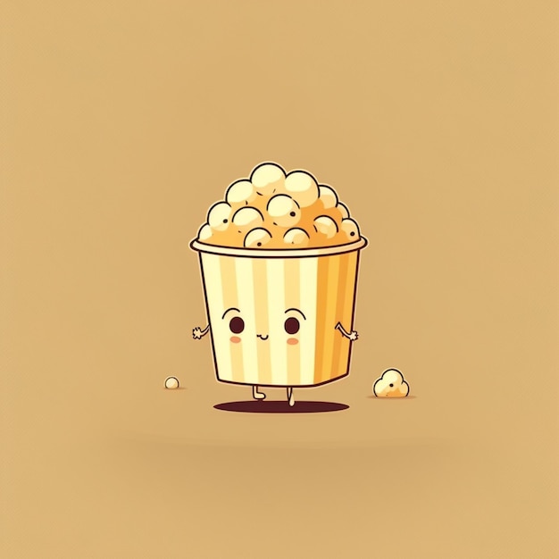 Foto lindo, kawaii, palomitas, vector, ilustración