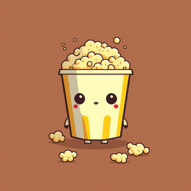 lindo, kawaii, palomitas, vector, ilustración