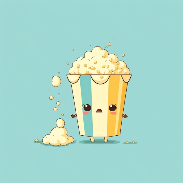 Foto lindo, kawaii, palomitas, vector, ilustración