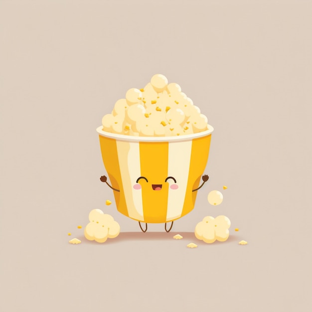 Foto lindo, kawaii, palomitas, vector, ilustración