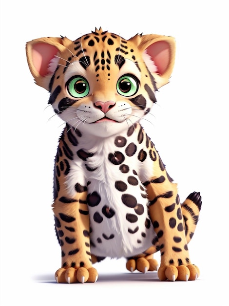 Un lindo Kawaii pequeño bebé jaguar hiperrealista