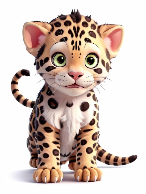 Un lindo Kawaii pequeño bebé jaguar hiperrealista