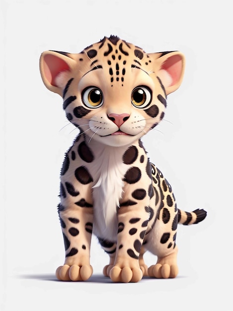 Un lindo Kawaii pequeño bebé jaguar hiperrealista