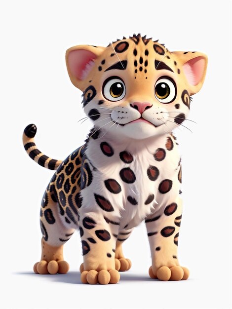 Un lindo Kawaii pequeño bebé jaguar hiperrealista