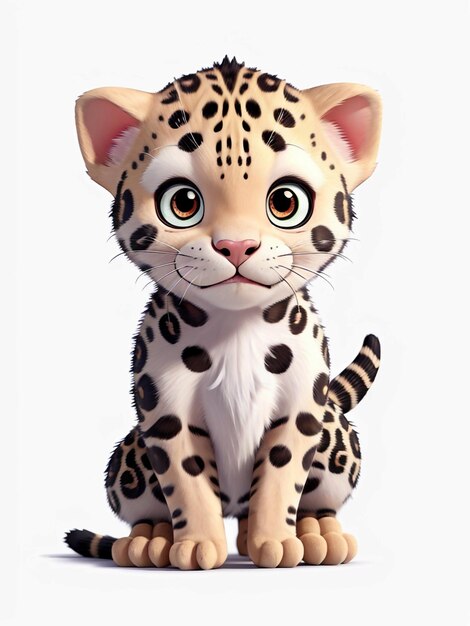 Un lindo Kawaii pequeño bebé jaguar hiperrealista