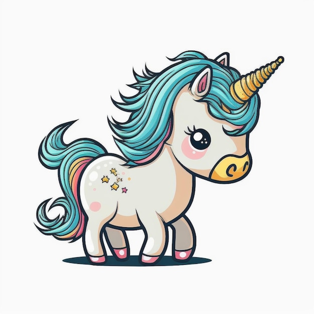 Lindo kawaii unicornio vector icono ilustración