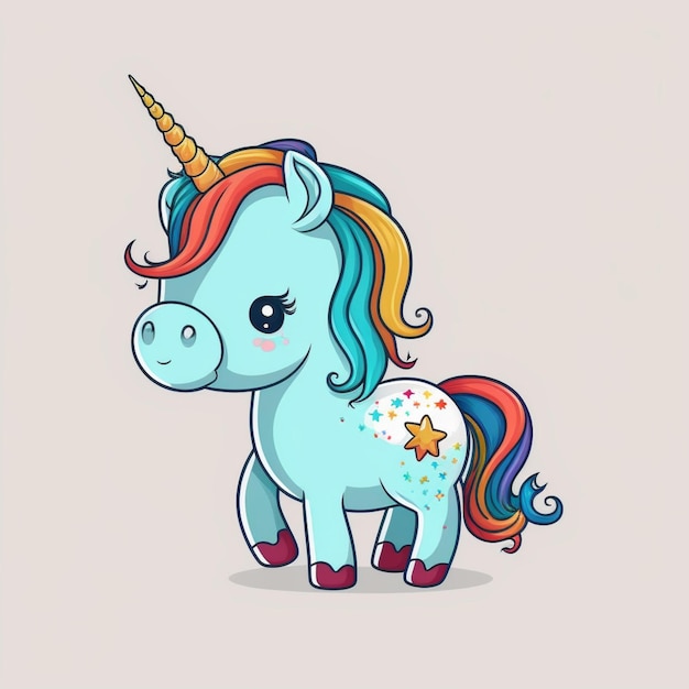 Lindo Kawaii Unicornio Vector Icono Ilustración Foto Premium