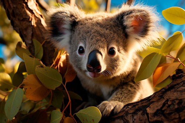 Lindo koala australiano sentado en treegenerative ai