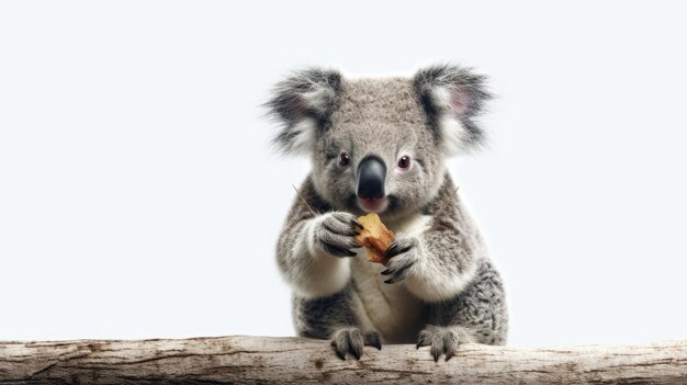 Lindo koala Phascolarctos cinereus aislado sobre fondo blanco.